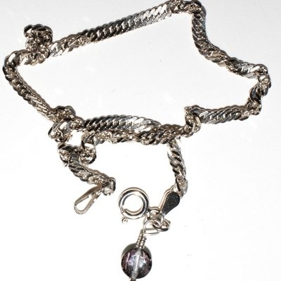 Anklet: Sterling Silver Serpentine Chain, 9 inch Ankle Bracelet