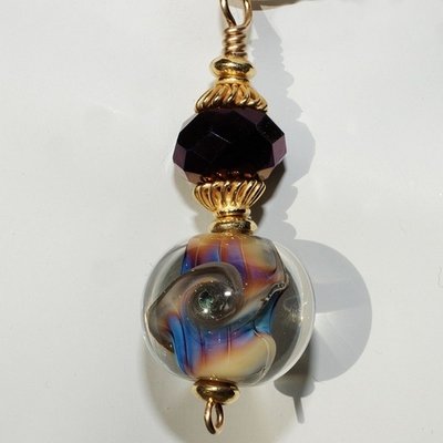 The Edge of Forever: Lampwork beaded Necklace Swirls of Purple and Blue
