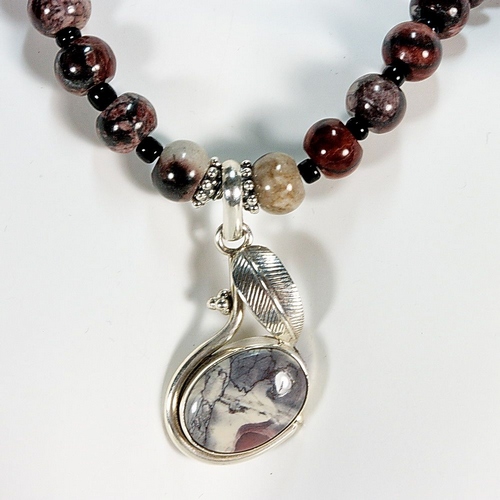 Jasper and Sterling Silver Pendant Necklace