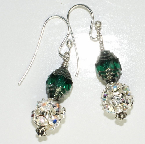 Festive Green and Bling Earrings