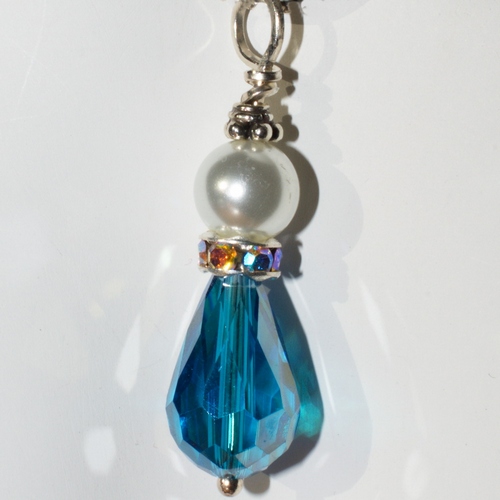 Blue and Pearl Beaded Pendant