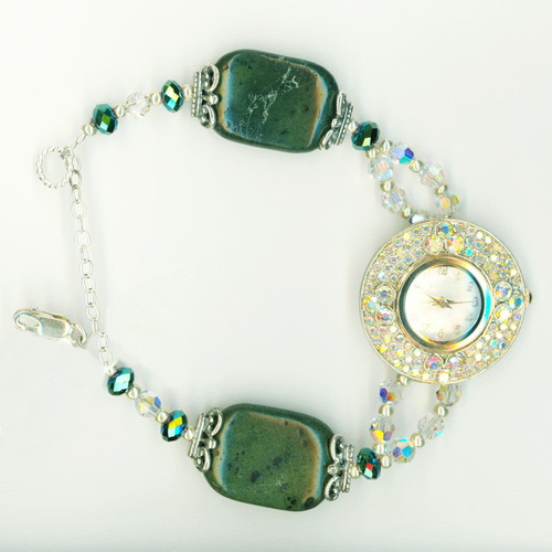 Canyon Marble Bracelet Watch ~Bling Time~ Rhinestone Beaded Watch