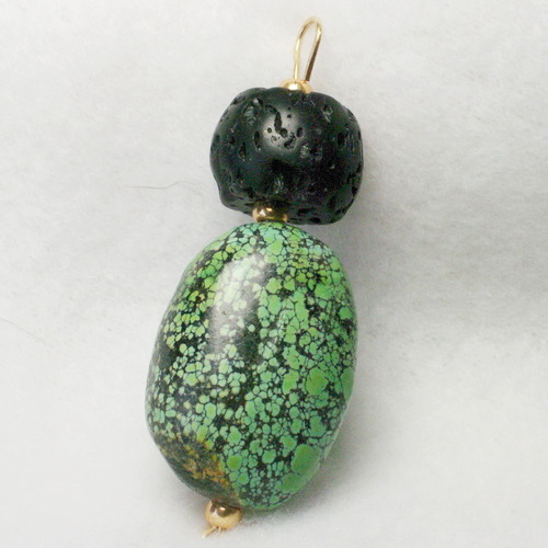 African Turquoise and Lava Pendant
