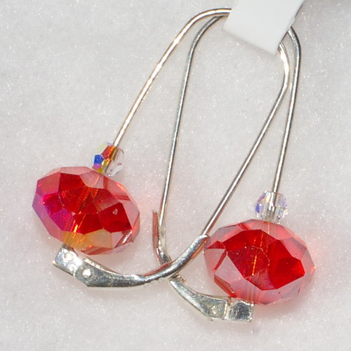 Orange Crystal Earrings on Sterling Silver Lever Back Ear Wires