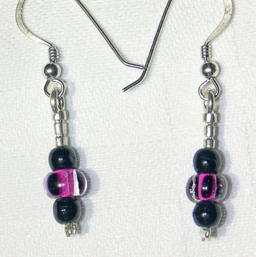 Hot Pink and Black Earrings