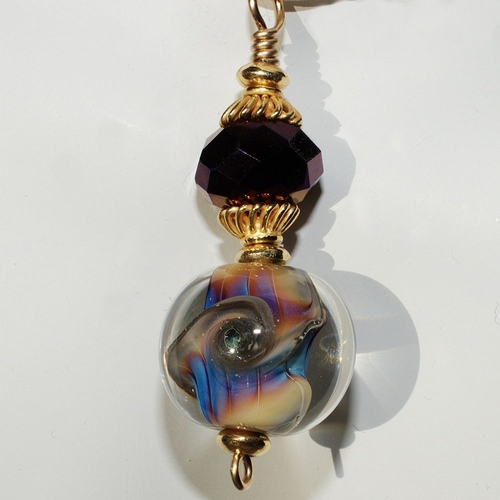 The Edge of Forever: Lampwork beaded Necklace Swirls of Purple and Blue
