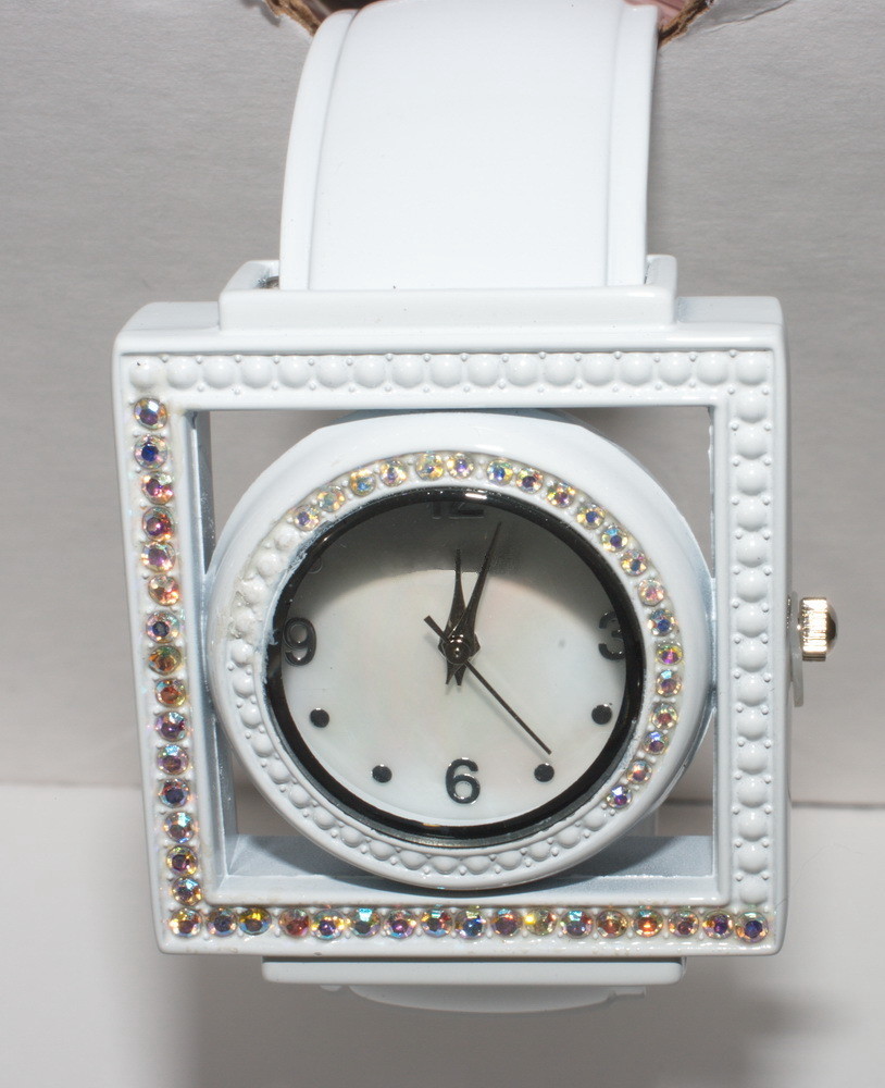 Bangle Rhinestone Watch-White
