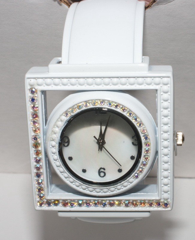 Bangle Rhinestone Watch-White