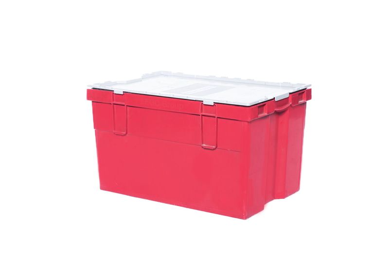 Kunststoffbox rot mit Deckel + Hygienesack (zur Miete)   55 x 35 x 33 cm