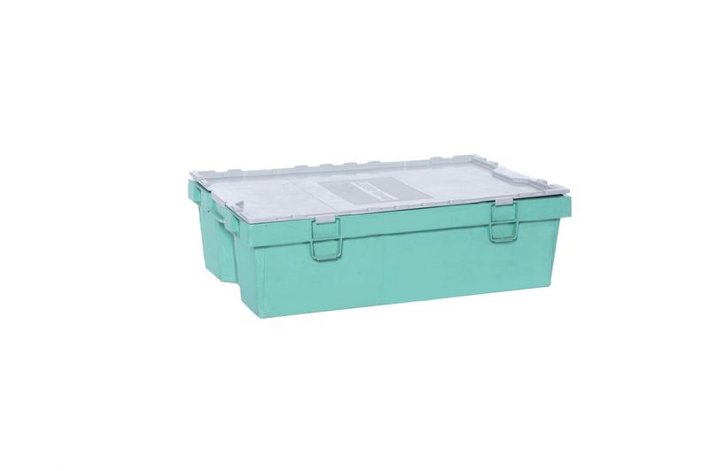 Kunststoffbox grün mit Deckel + Hygienesack (zur Miete)  55 x 35 x 17 cm