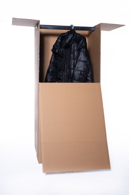 Kleiderkarton mit Stange (gross)   60 x 50 x 133 cm