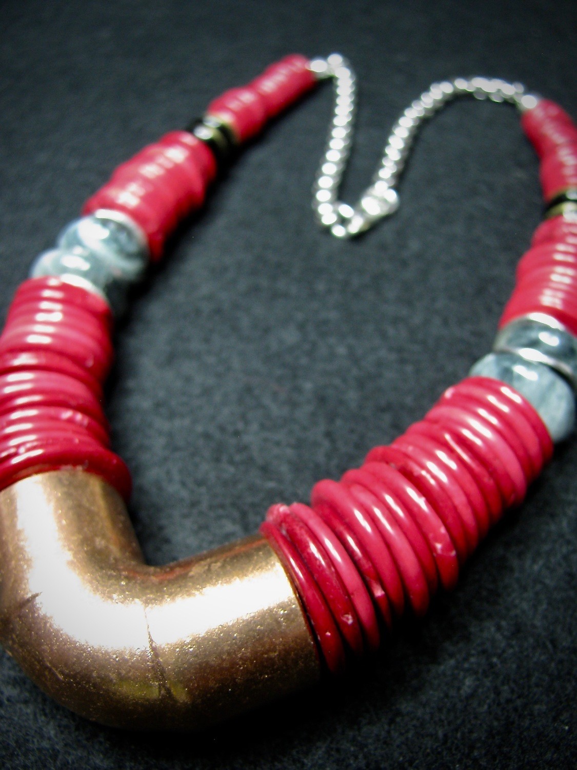 Coral Disks with Copper Pipe Necklace