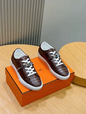 Hermes Men Shoes — EAOI04 Freestyle Crocodile Embossed Casual Sneaker