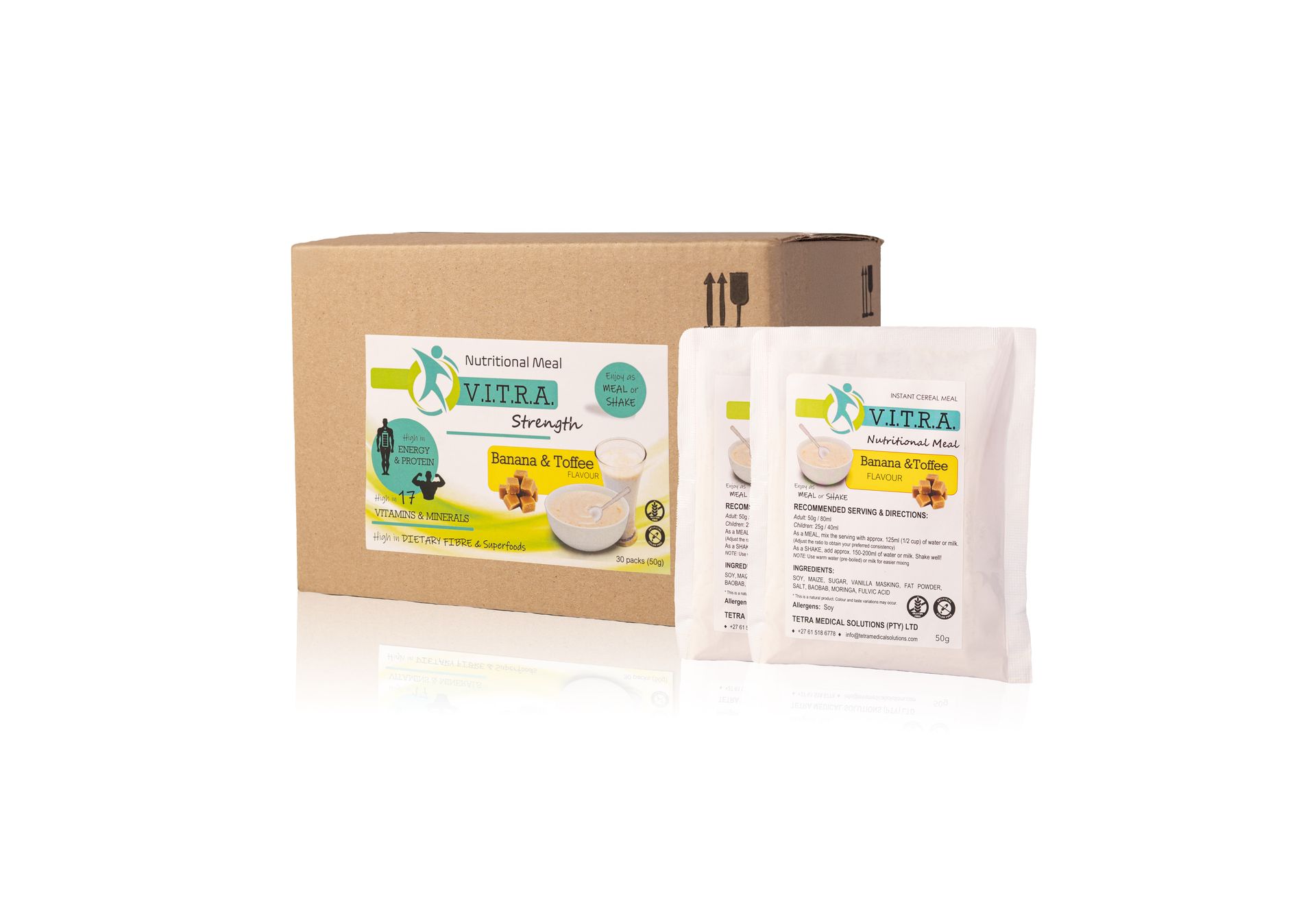 VITRA STRENGTH 30 x 50g Sachets Banana & Toffee Flavour