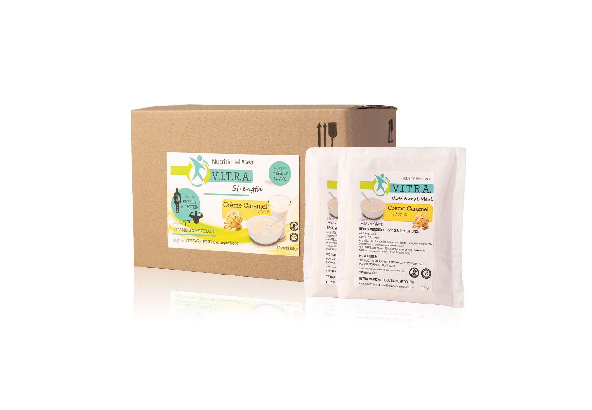 VITRA STRENGTH 30 x 50g Sachets Crème Caramel Flavour