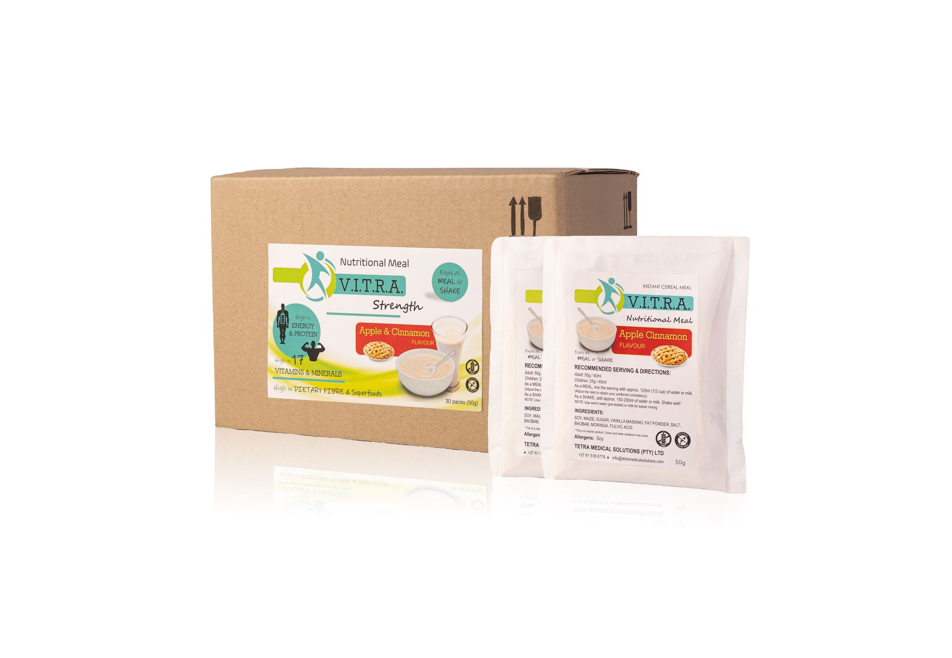 VITRA STRENGTH 30 x 50g Sachets Apple Cinnamon Flavour