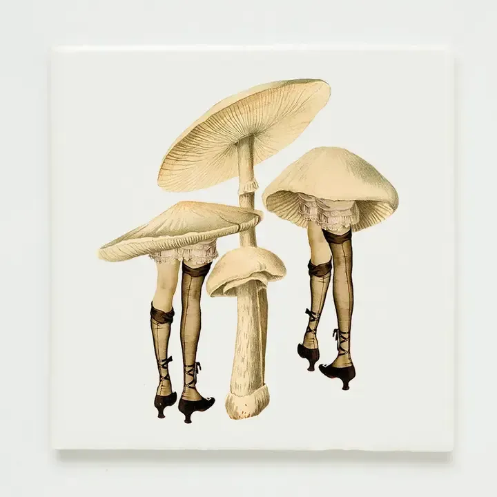 Wandtegel Lylies, Paddestoelen met beentjes