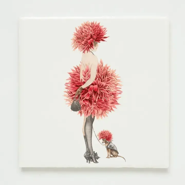 Wandtegel Lylies, Dame in chrysantenjurk
