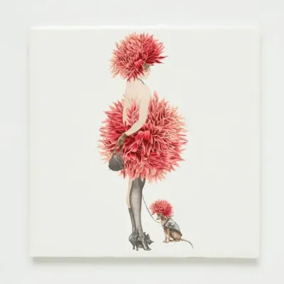 Wandtegel Lylies, Dame in chrysantenjurk
