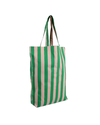 Tas stripes groen zacht roze
