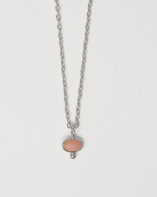 Zilver kettinkje met roze chalcedoniet