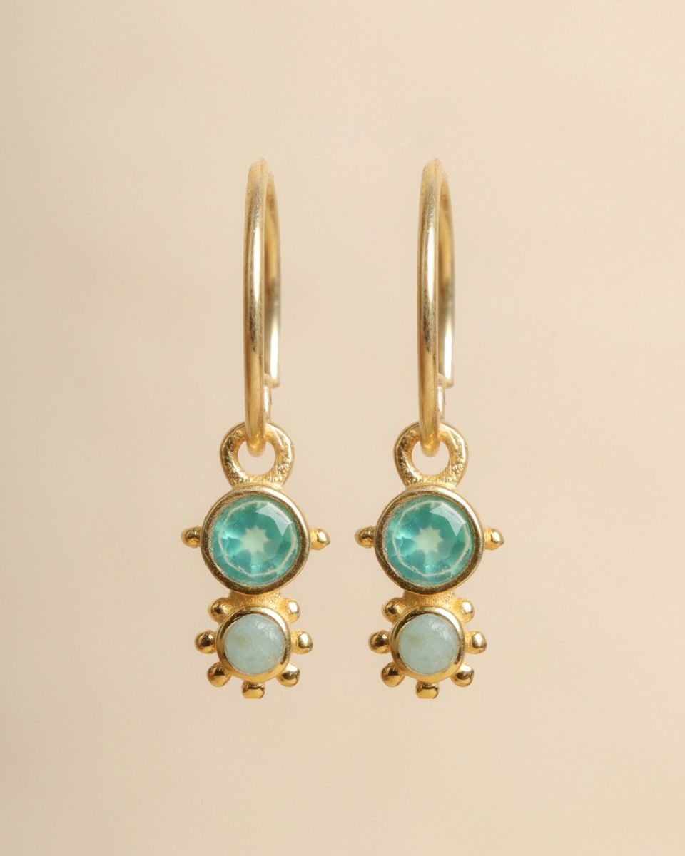 Oorbelletjes gold met agaat, groen