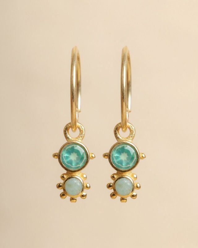 Oorbelletjes gold met agaat, groen