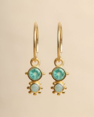 Oorbelletjes gold met agaat, groen