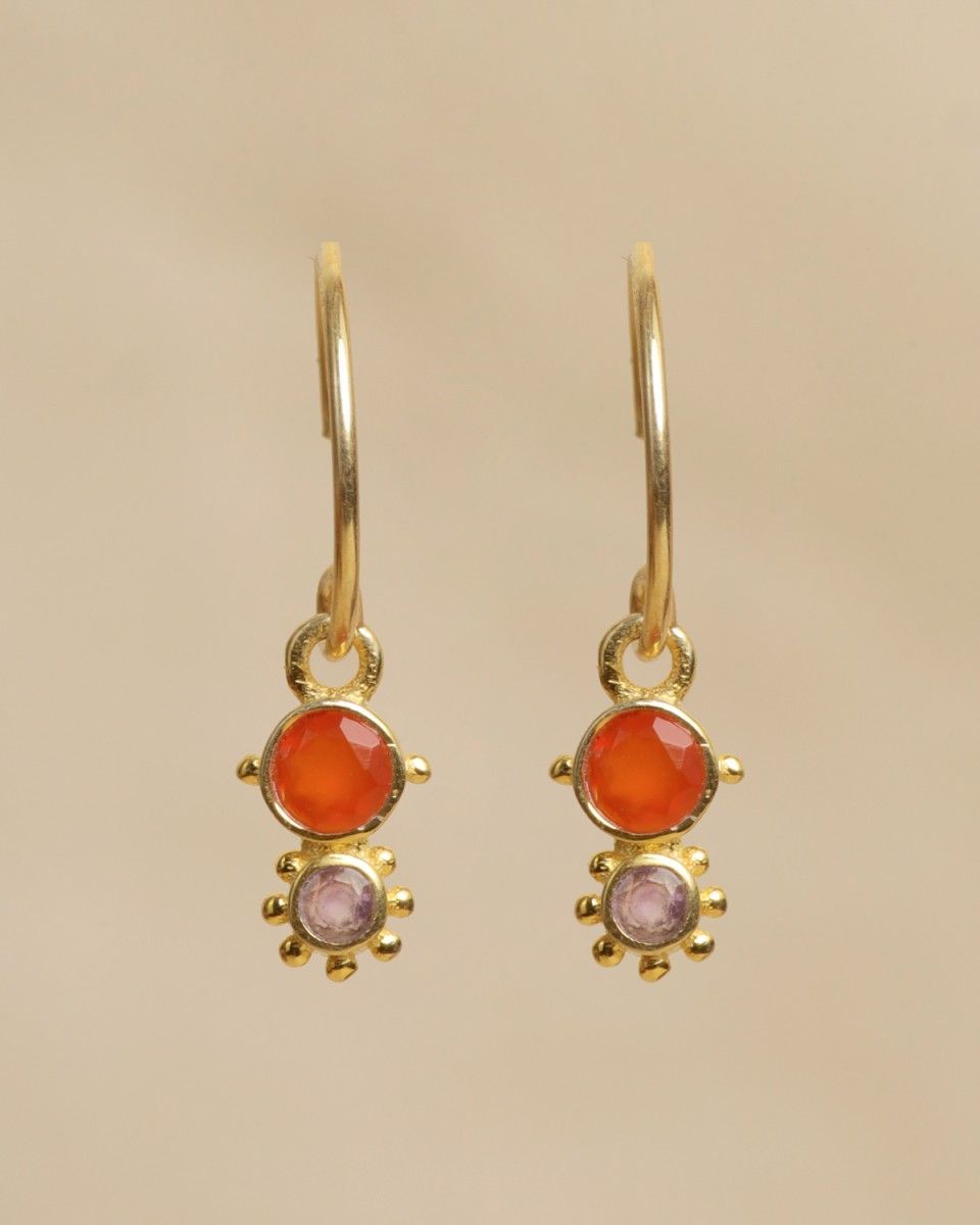 Oorbelletjes gold met agaat, rood