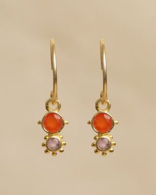 Oorbelletjes gold met agaat, rood