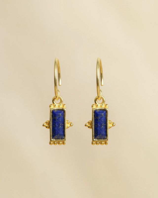 Oorbellen gold met lapis lazuli