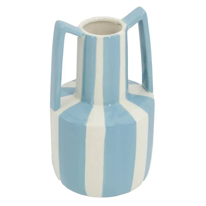 Vaas blauw wit stripe met oren