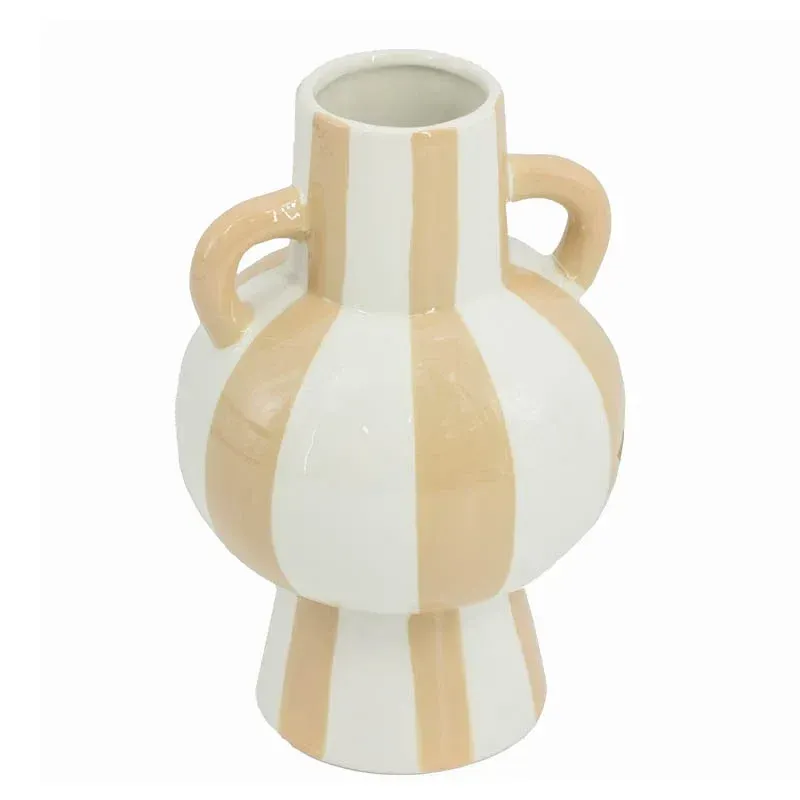 Vaas stripe beige met oortjes