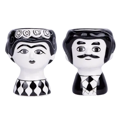 Eierdopset Kitsch Kitchen zwart wit