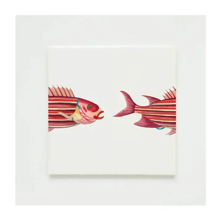 Wandtegel Lylies, Collectie Louis Renard vis
