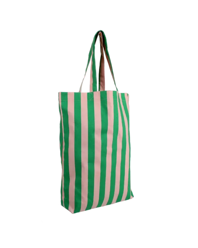 Tas stripes groen zacht roze