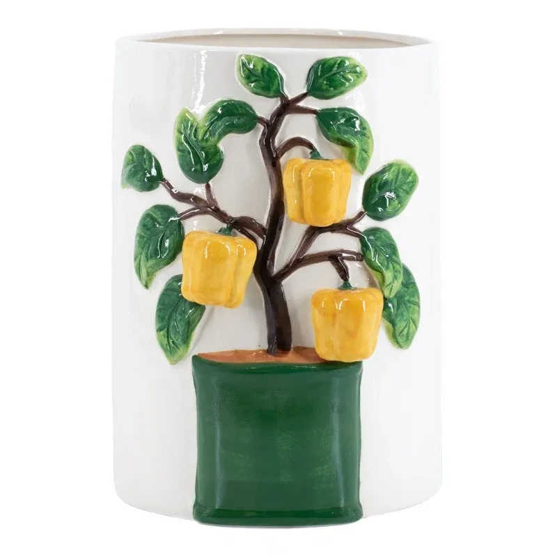 Vaas/bloempot  gele paprika