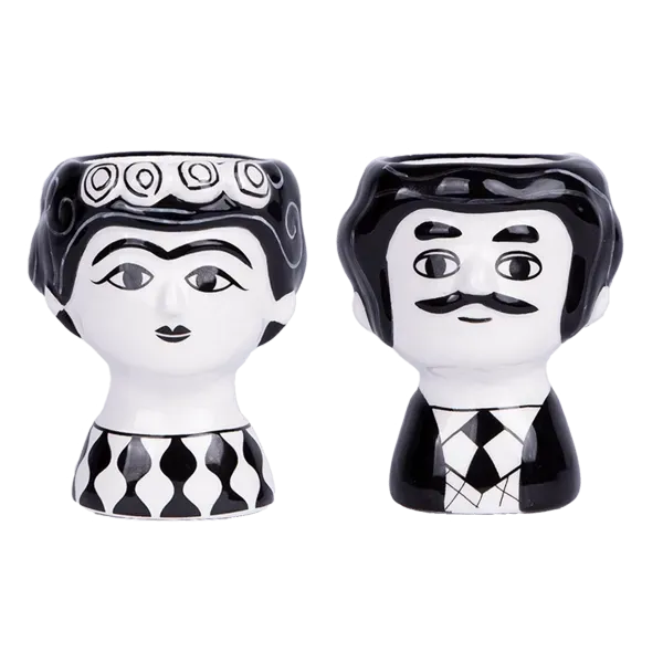 Eierdopset Kitsch Kitchen zwart wit