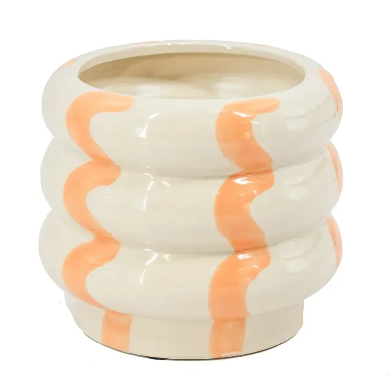 Vaas / bloempot lines oranje