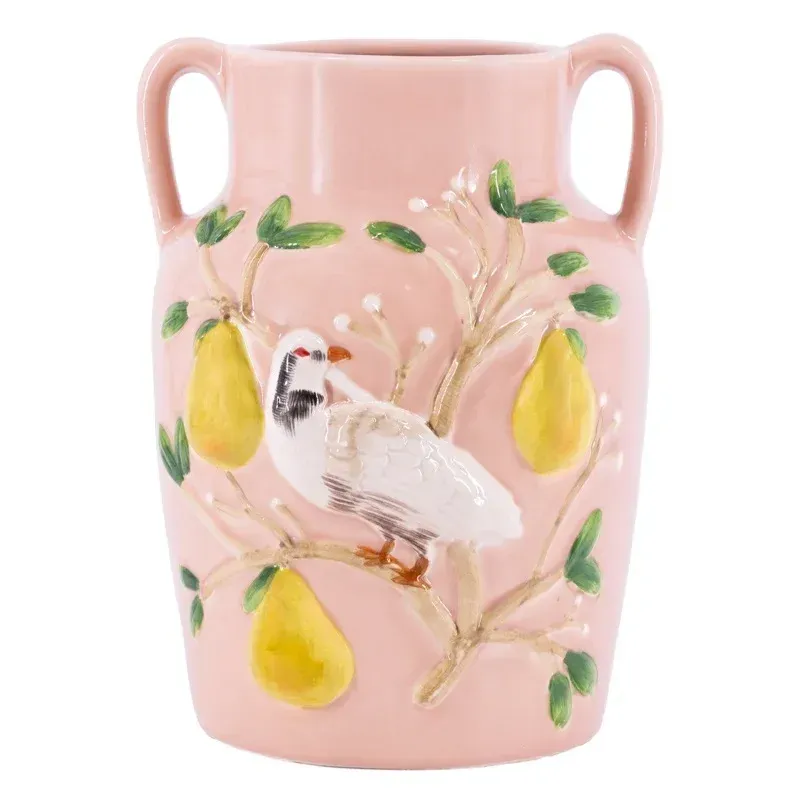 Aardewerk vaas vogels