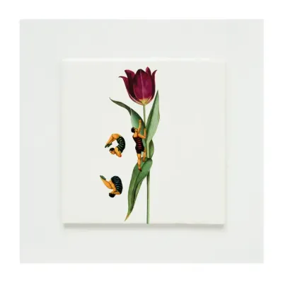 Wandtegel Lylies, collage tulp met springertjes