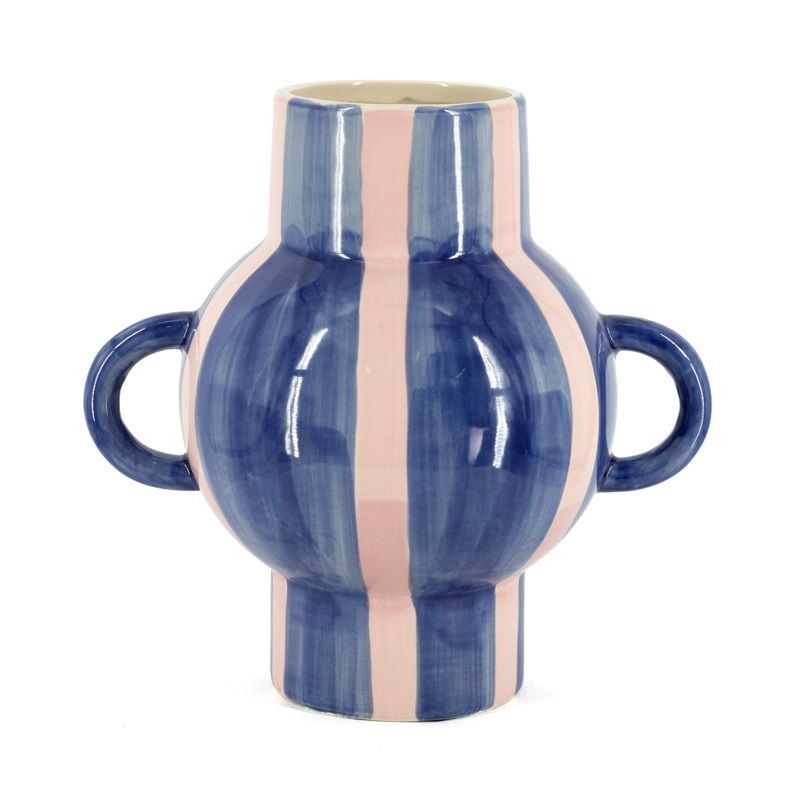 Vaas blauw roze met oren S