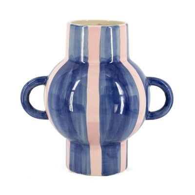 Vaas blauw roze met oren S Vaas blauw roze met oren S