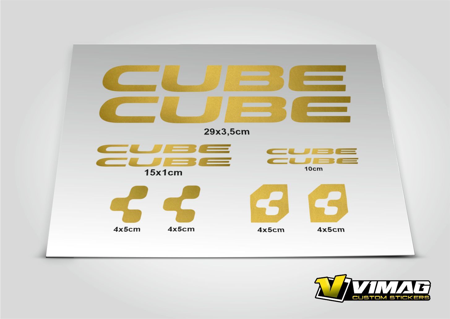 Pegatinas compatibles cuadro bici Cube oro mate