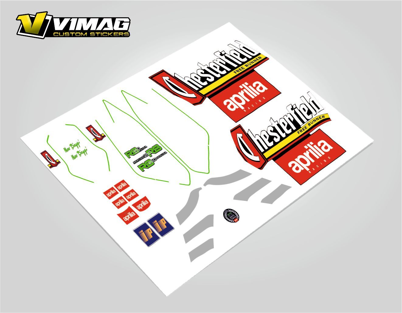 Kit De Pegatinas Compatible Con Moto Aprilia RS 250 Chesterfield 1996