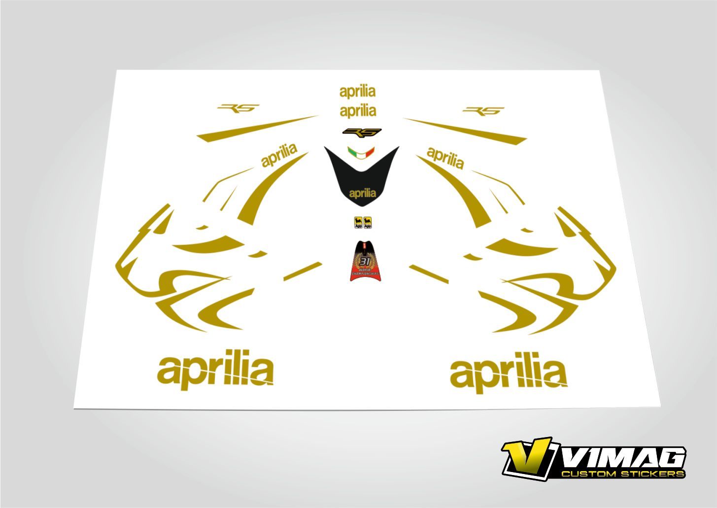 Kit De Pegatinas Compatibles Con  Moto Aprilia RS 50, 125 año 2010 Personalizado Dorado