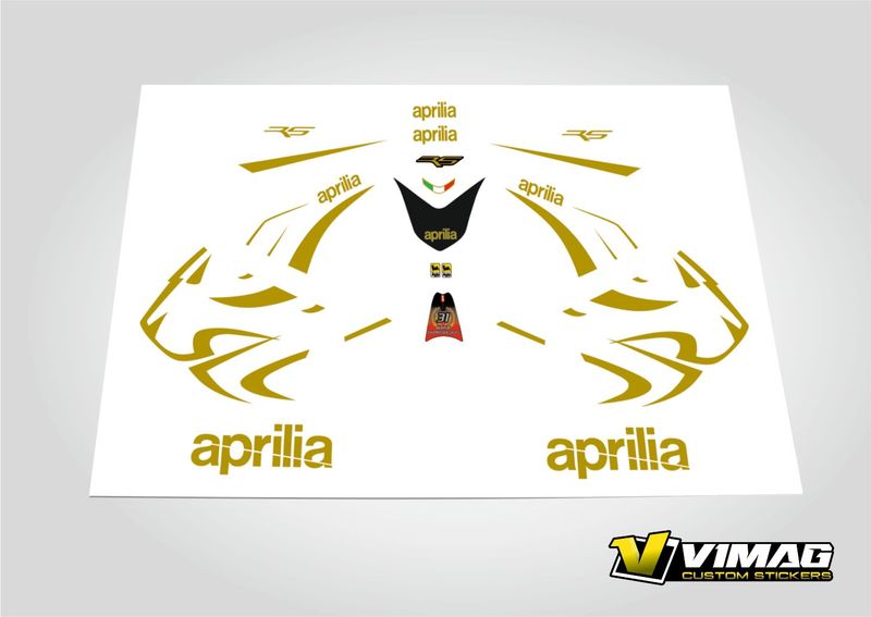 Kit De Pegatinas Compatibles Con  Moto Aprilia RS 50, 125 año 2010 Personalizado Dorado