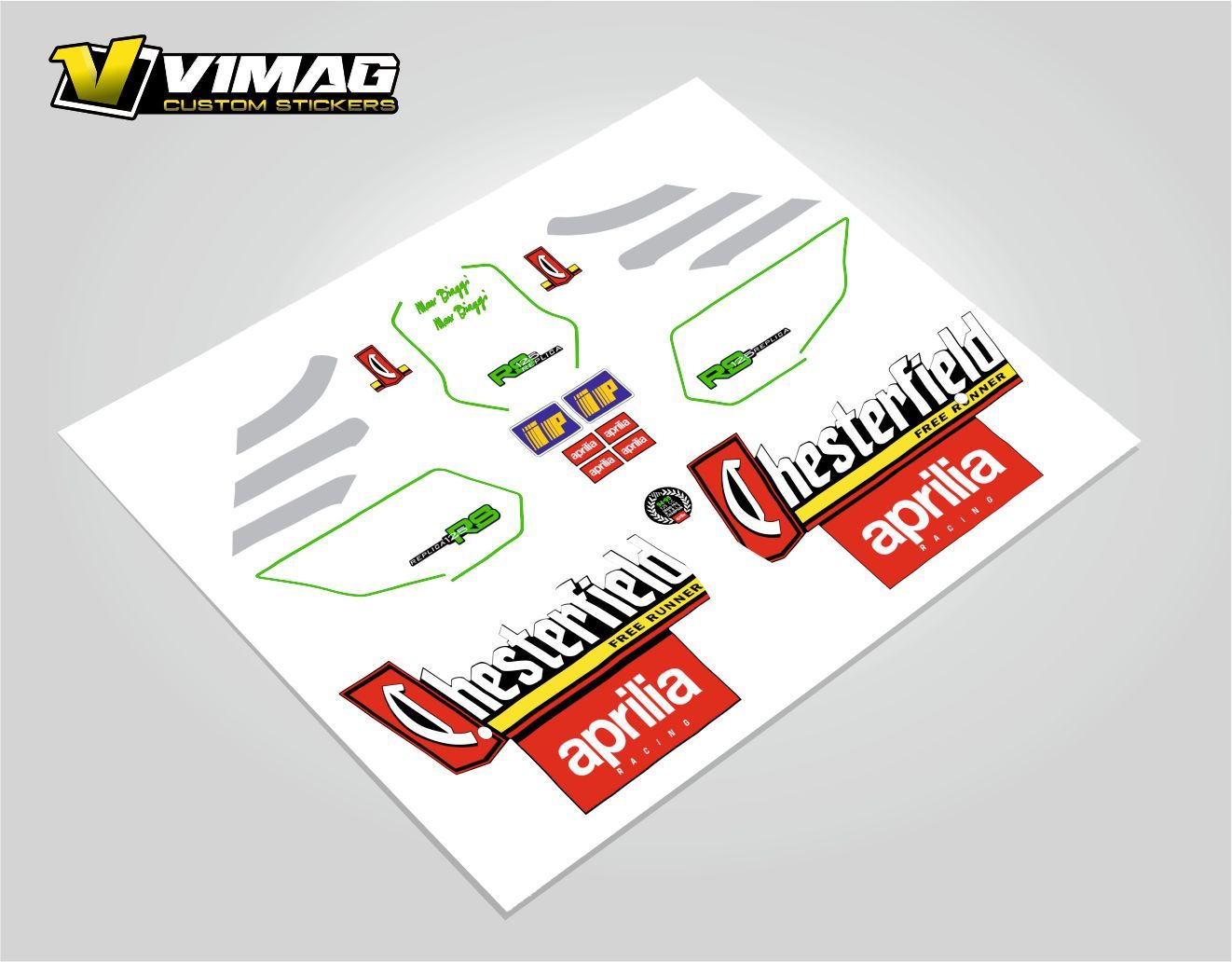 Kit De Pegatinas Compatibles Con  Moto Aprilia RS Chesterfield 125 AÑO 19997