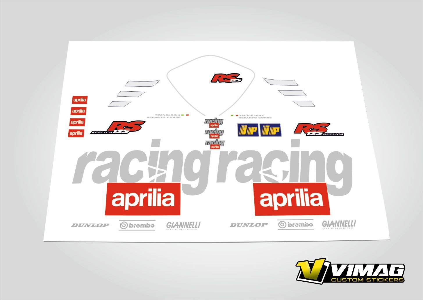 Kit De Pegatinas Compatibles Con  Moto Aprilia RS Replica  125 Culo Avispa