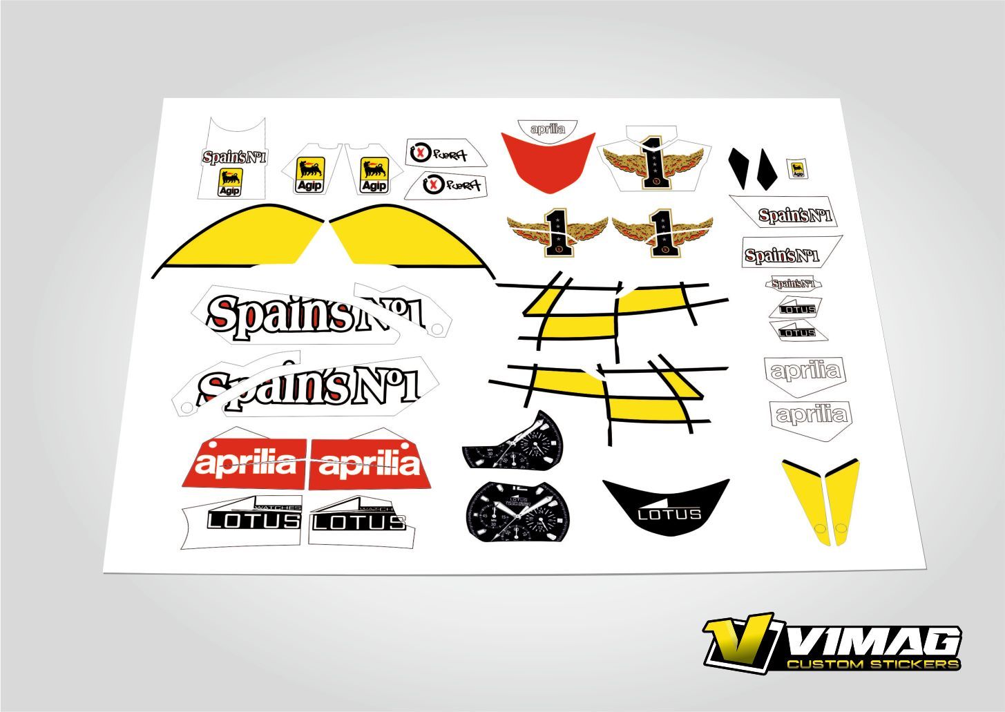 Kit De Pegatinas Compatibles Con  Moto Aprilia Spain´s nº1 125 2006